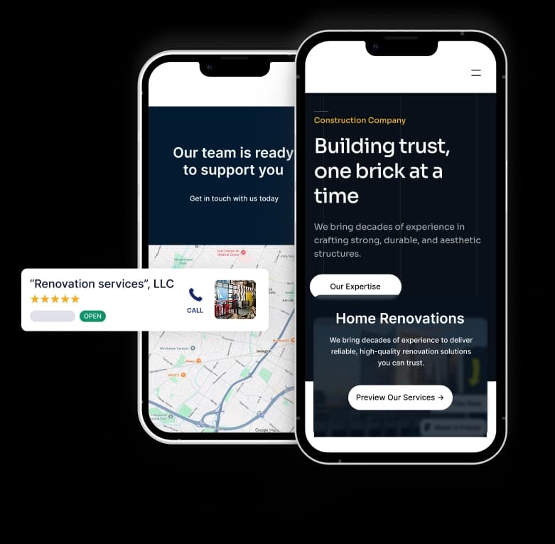 Phone mockups showing AI assistant in action